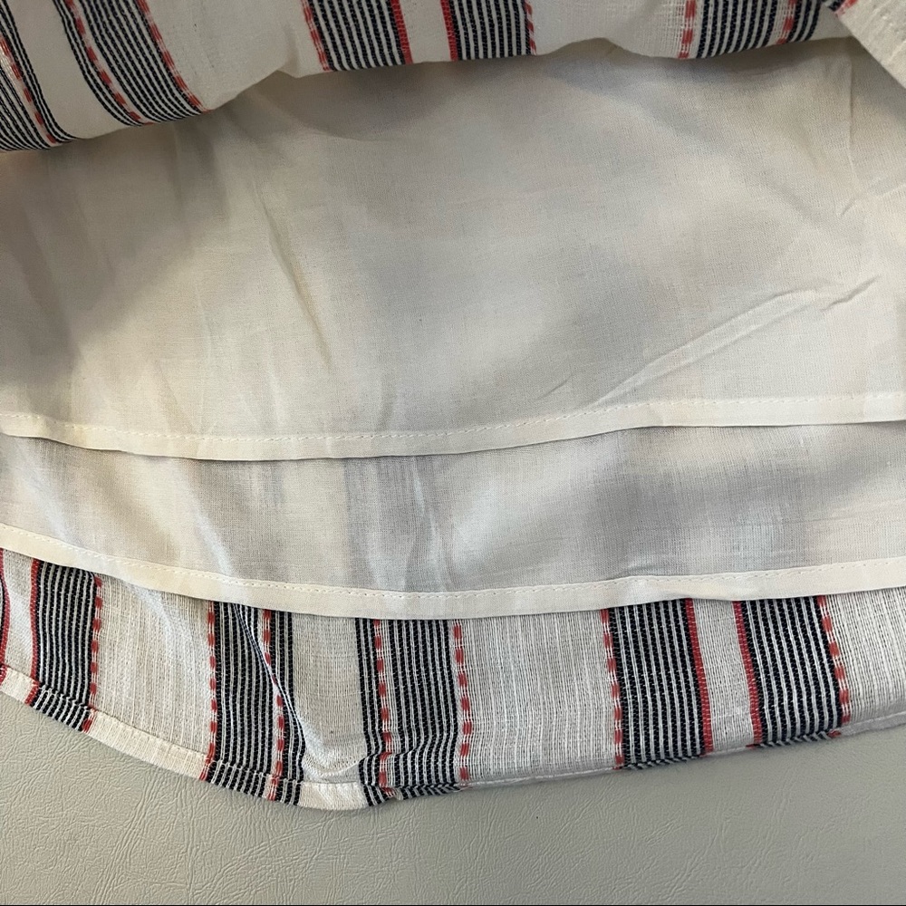 Socialite Cream Blue Red Striped Tie Back Dress B1/12 - Picture 8 of 12